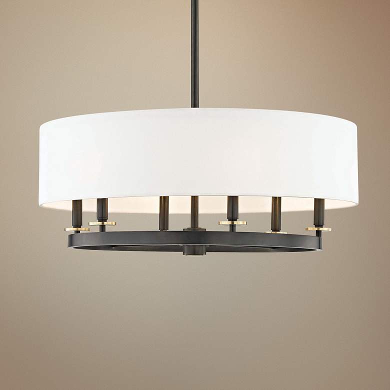 Image 1 Hudson Valley Durham 30 1/2" Wide Old Bronze 6-Light Pendant