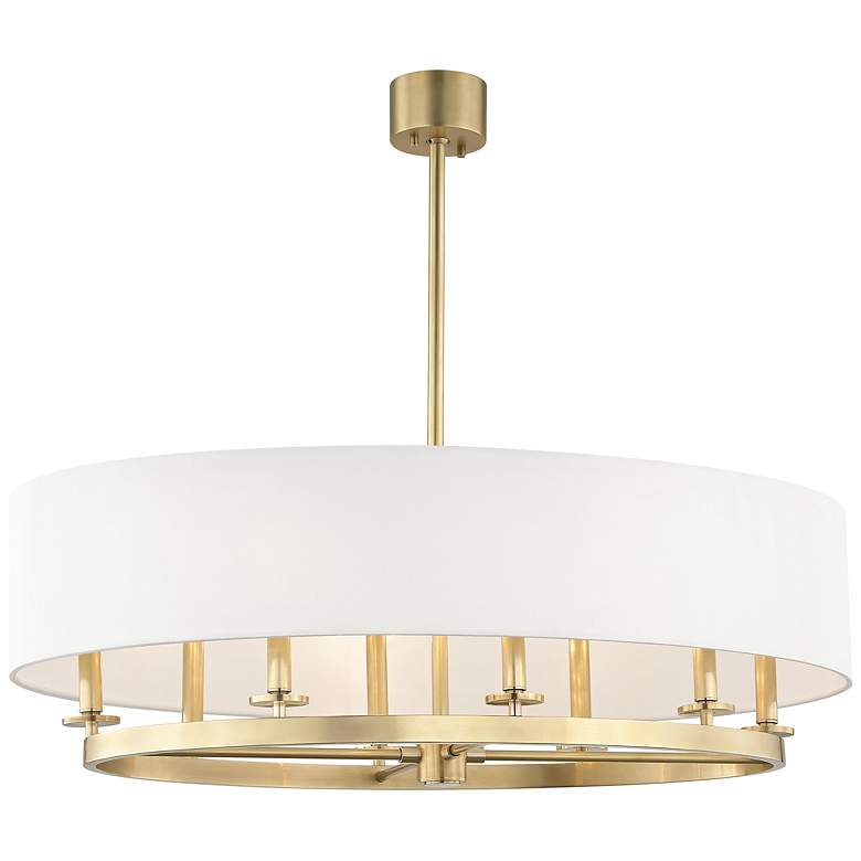 Image 1 Hudson Valley Durham 39.25" Wide Aged Brass 8 Light Island Light