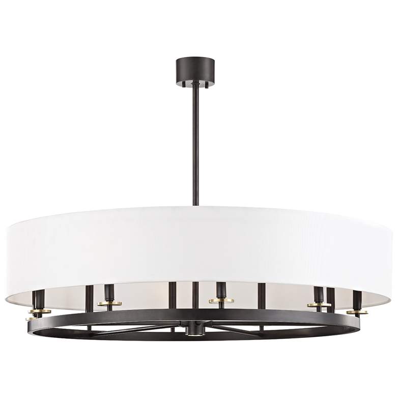 Image 1 Hudson Valley Durham 42"W Old Bronze Drum Shade Chandelier