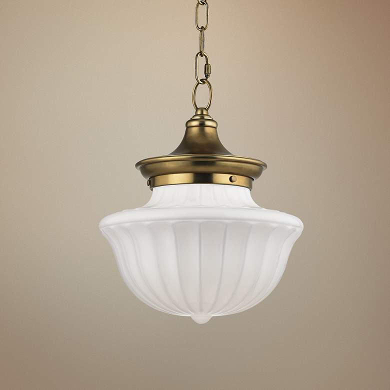 Image 1 Hudson Valley Dutchess 12" Wide Aged Brass Pendant Light