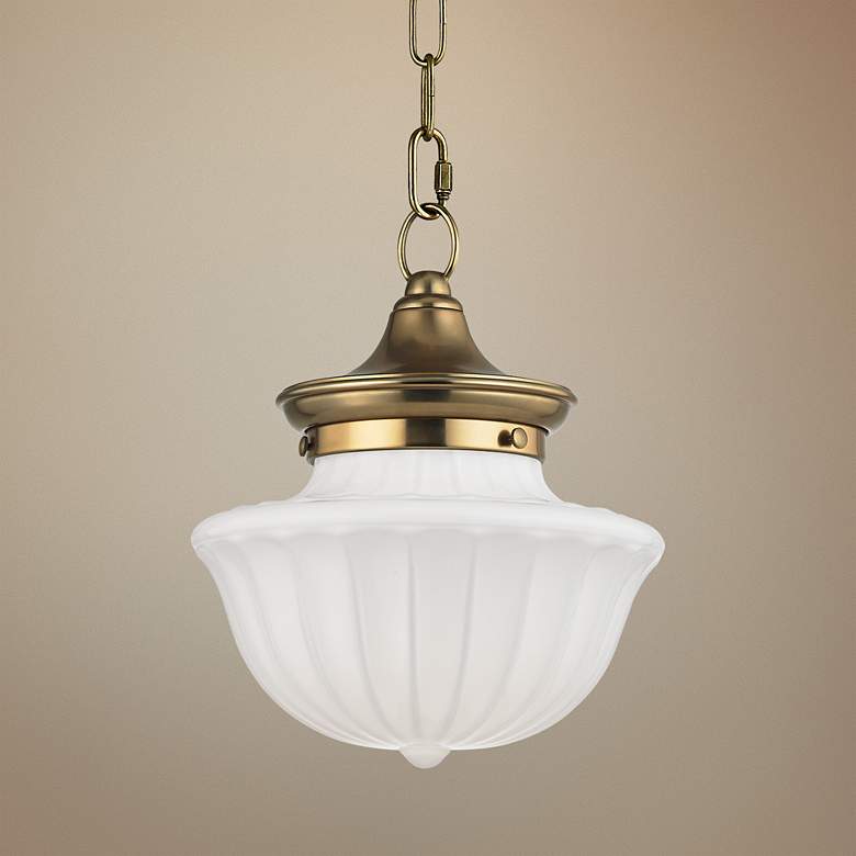 Image 1 Hudson Valley Dutchess 9" Wide Aged Brass Mini Pendant
