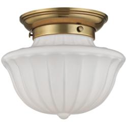 Hudson Valley Dutchess 9" Wide Aged Brass Schoolhouse Ceiling Light
