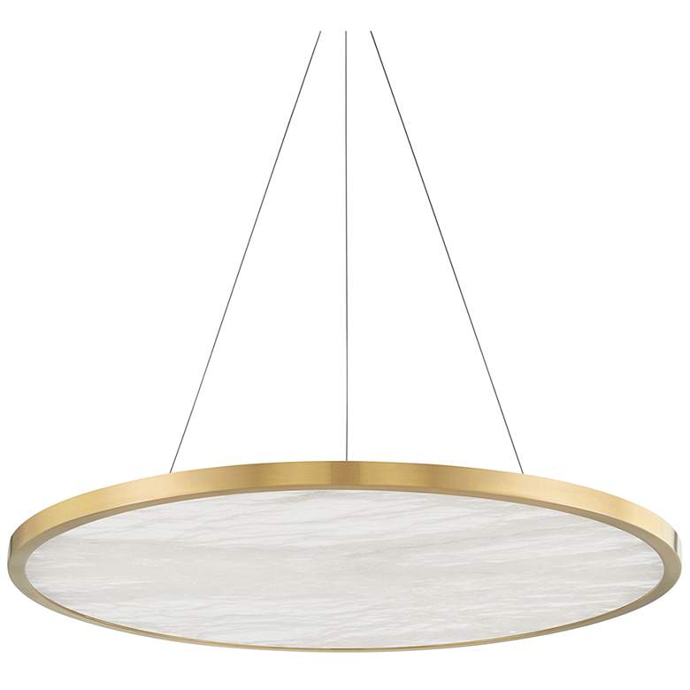 Image 1 Hudson Valley Eastport 36 inch Wide Aged Brass LED Pendant Light