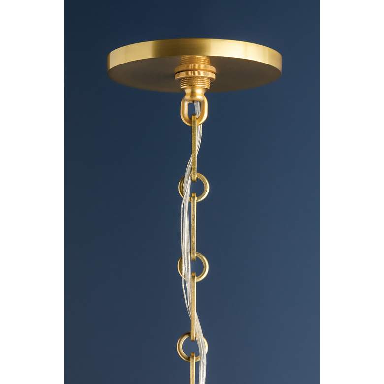Image 6 Hudson Valley Eldridge 14" Wide Aged Brass and Glass Pendant more views