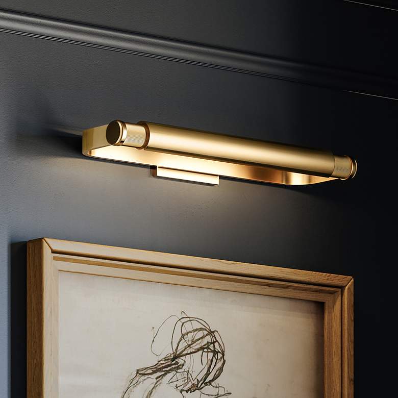 Image 1 Hudson Valley Elm Park 24" 2 Lt. Aged Brass Picture Light