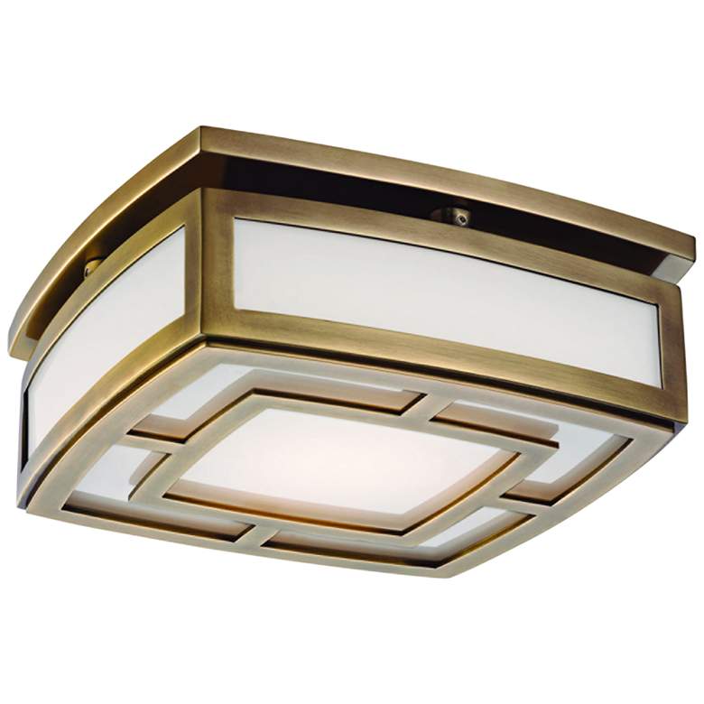Image 1 Hudson Valley Elmore 9 1/2"W Aged Brass LED Ceiling Light