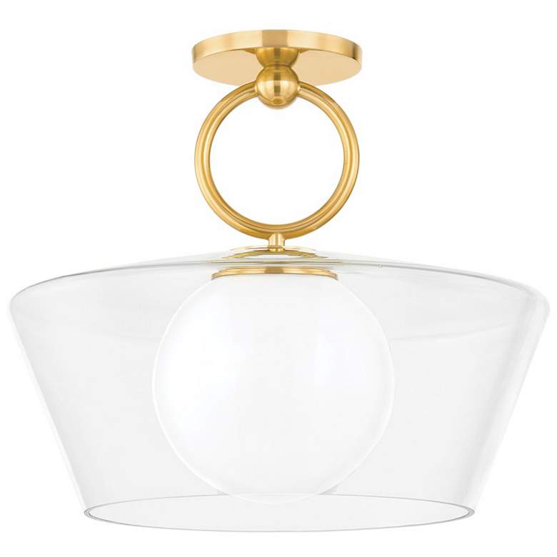 Image 1 Hudson Valley Elmsford 16" Wide Aged Brass Ceiling Light
