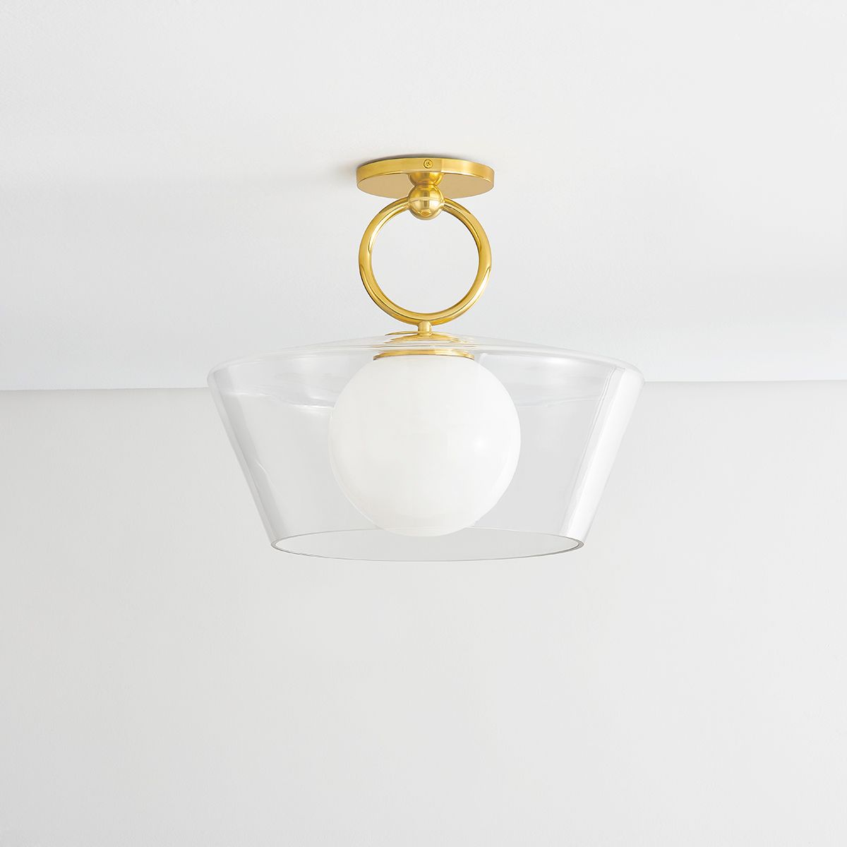 Image 4 Hudson Valley Elmsford 16" Wide Aged Brass Ceiling Light more views