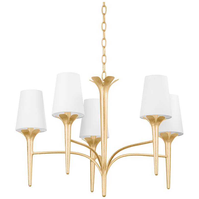 Image 1 Hudson Valley Emily 30 1/4" Wide Brass 5-Light Chandelier