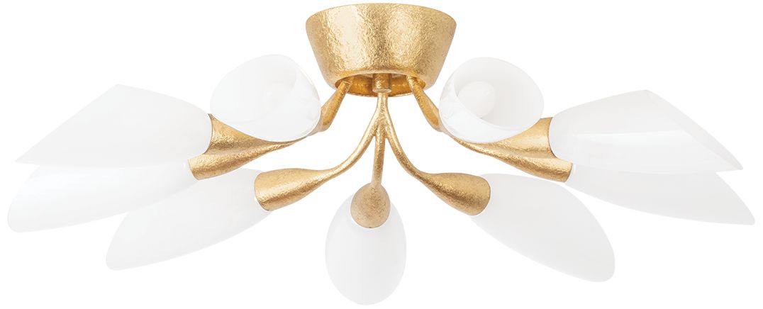 Image 2 Hudson Valley Enfield Semi Flush 30.75 Inch In Vintage Gold Leaf