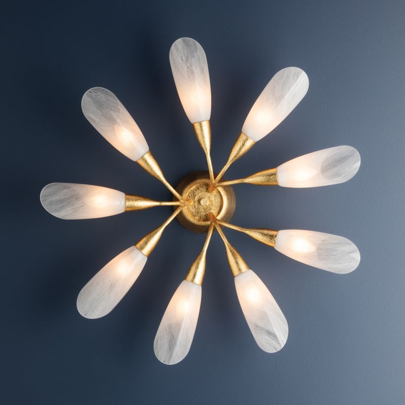 Image 3 Hudson Valley Enfield Semi Flush 30.75 Inch In Vintage Gold Leaf more views