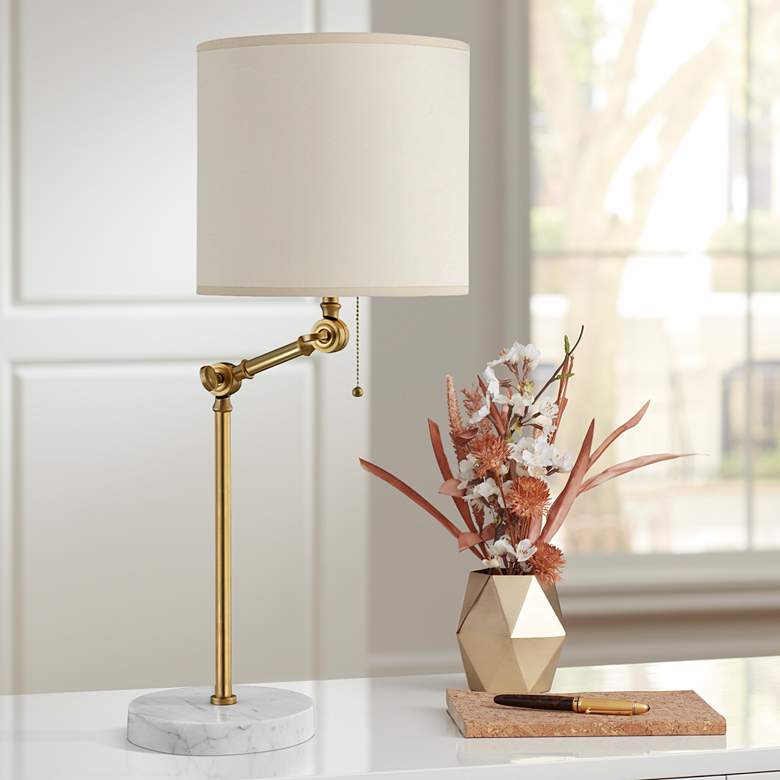 Image 1 Hudson Valley Essex Aged Brass Swing Arm Table Lamp