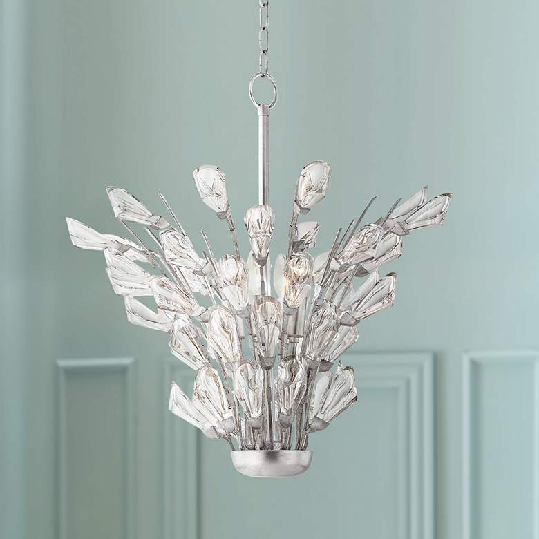 Image 1 Hudson Valley eTulip 5-Light Silver Chandelier with Clear Shade