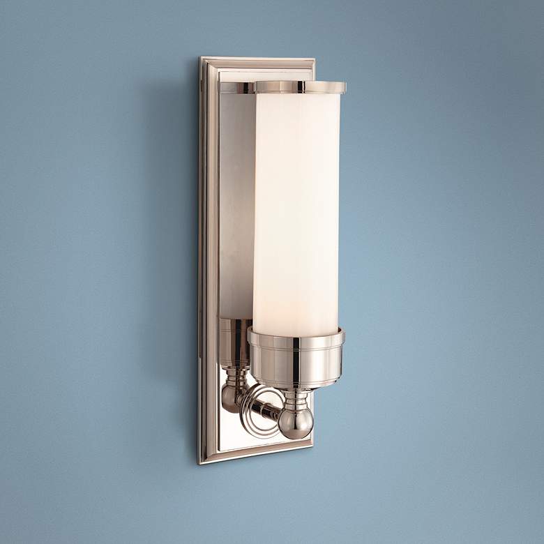 Image 1 Hudson Valley Everett 14 1/4 inch High Nickel Wall Sconce