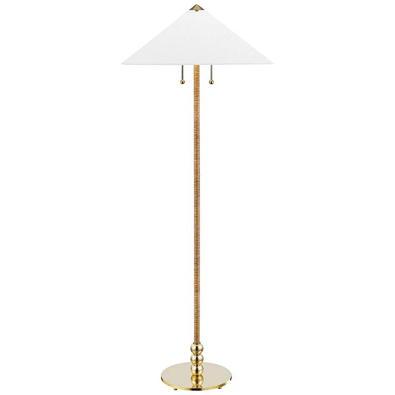 Image 1 Hudson Valley Flare 62 1/4" High Contemporary Aged Brass Floor Lamp