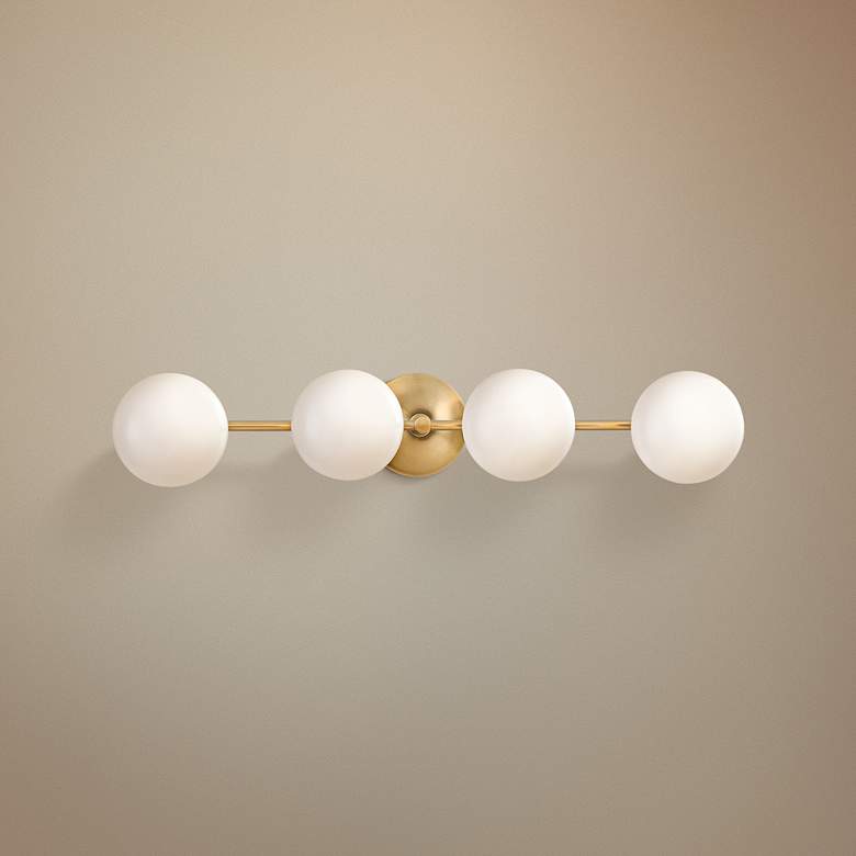Image 1 Hudson Valley Fleming 28 1/2"W Aged Brass 4-LED Bath Light