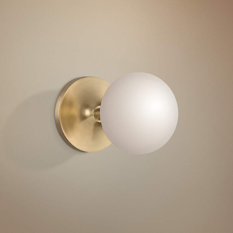 Image 1 Hudson Valley Fleming 5" High Aged Brass LED Wall Sconce