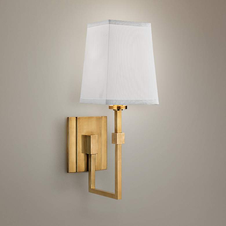 Image 1 Hudson Valley Fletcher 15 1/4" High Aged Brass Wall Sconce