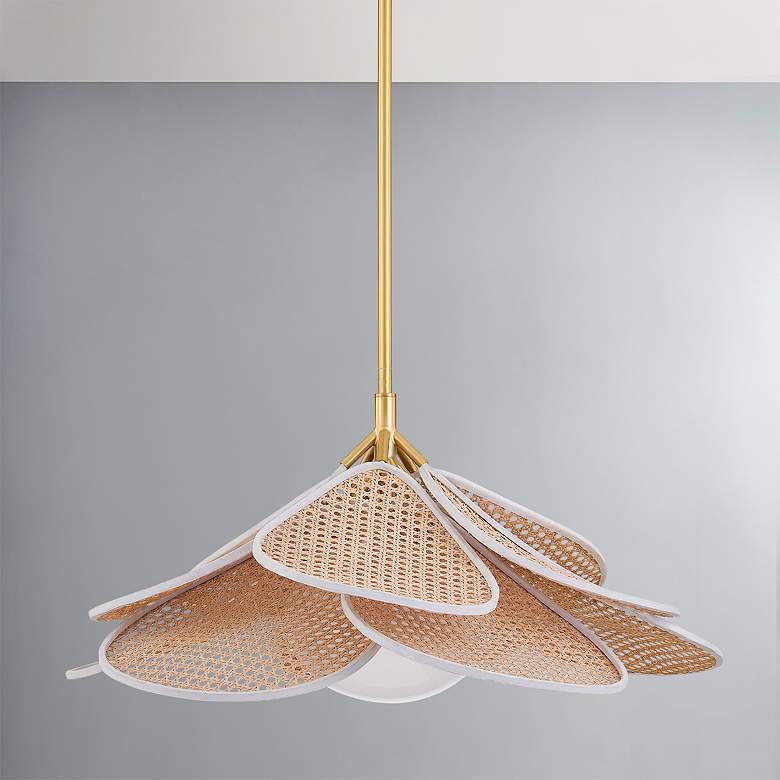Image 3 Hudson Valley Florina 28" Wide Aged Brass Petals Pendant Light more views