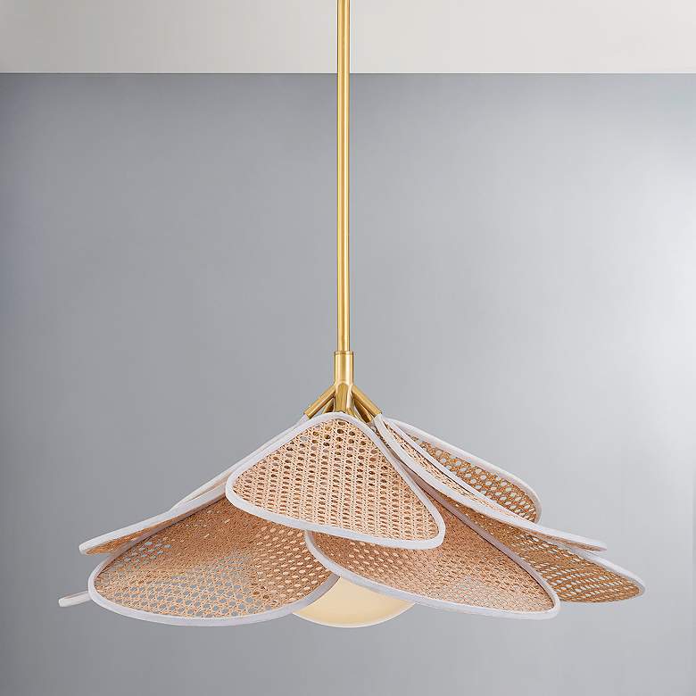 Image 4 Hudson Valley Florina 28" Wide Aged Brass Petals Pendant Light more views
