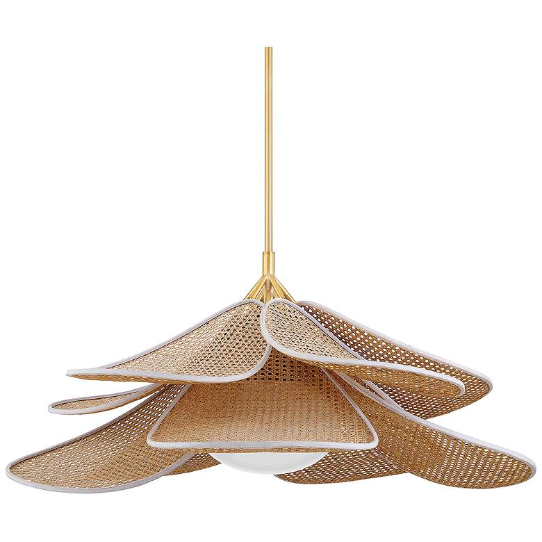 Image 1 Hudson Valley Florina 44"W Aged Brass Rattan Pendant Light