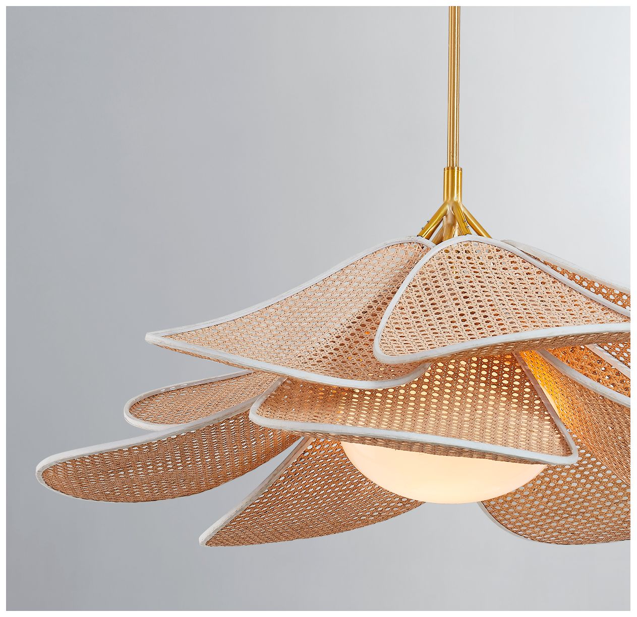 Image 4 Hudson Valley Florina 44"W Aged Brass Rattan Pendant Light more views