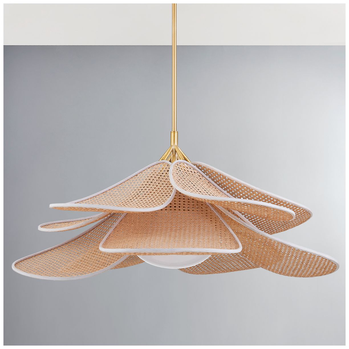 Image 6 Hudson Valley Florina 44"W Aged Brass Rattan Pendant Light more views