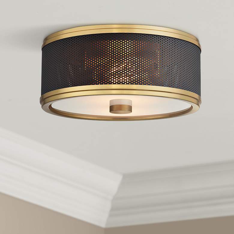 Image 1 Hudson Valley Fraser 11" Wide Aged Brass Ceiling Light