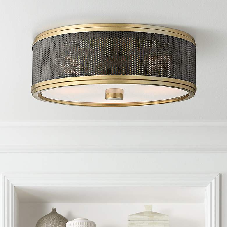 Image 1 Hudson Valley Fraser 14" Wide Aged Brass Ceiling Light