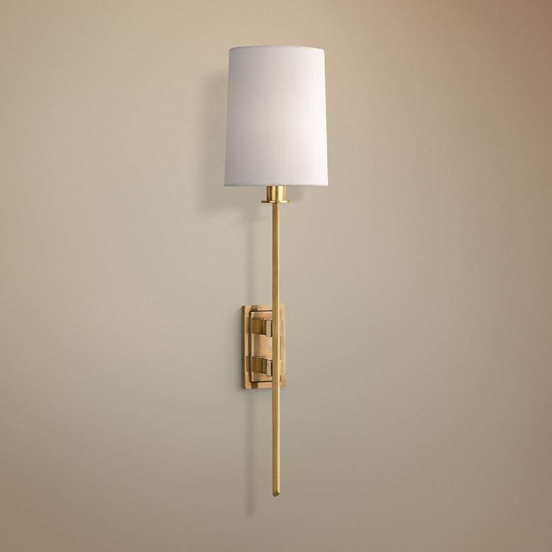 Image 1 Hudson Valley Fredonia 22 3/4 inch High Aged Brass Wall Sconce