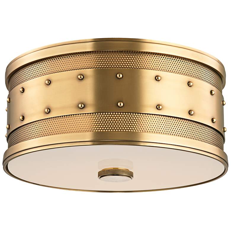Image 2 Hudson Valley Gaines 12" Wide Aged Brass Ceiling Light