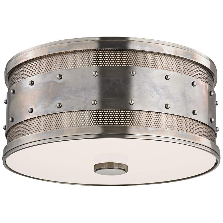 Image 1 Hudson Valley Gaines 12"W Historic Nickel Ceiling Light