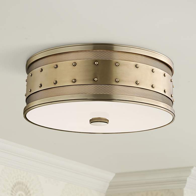 Image 1 Hudson Valley Gaines 16 inch Wide Aged Brass Ceiling Light