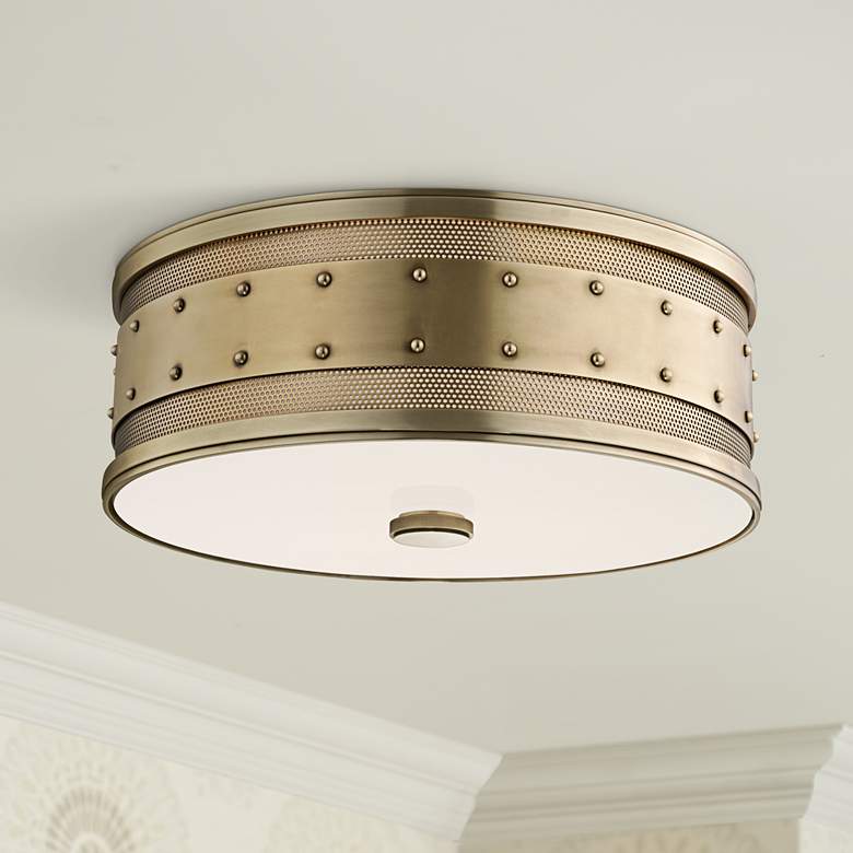 Image 1 Hudson Valley Gaines 16" Wide Aged Brass Ceiling Light