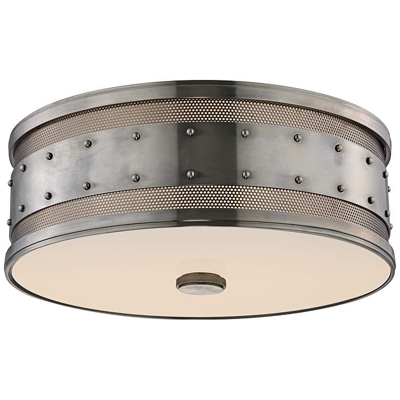 Image 2 Hudson Valley Gaines 16 inchW Historic Nickel Ceiling Light
