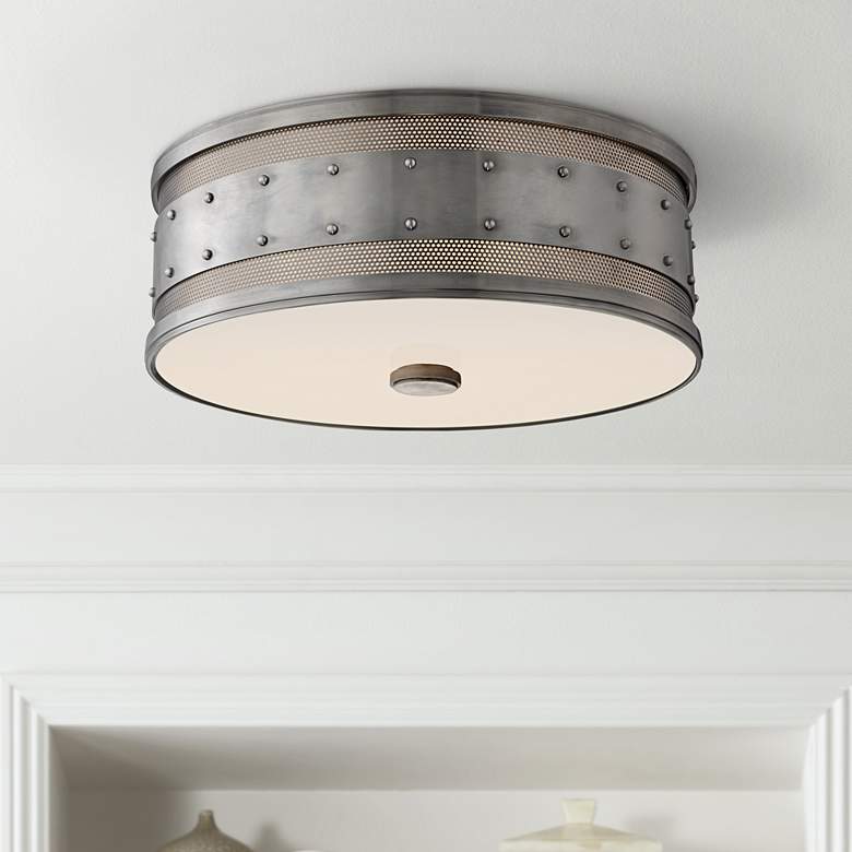 Image 1 Hudson Valley Gaines 16"W Historic Nickel Ceiling Light