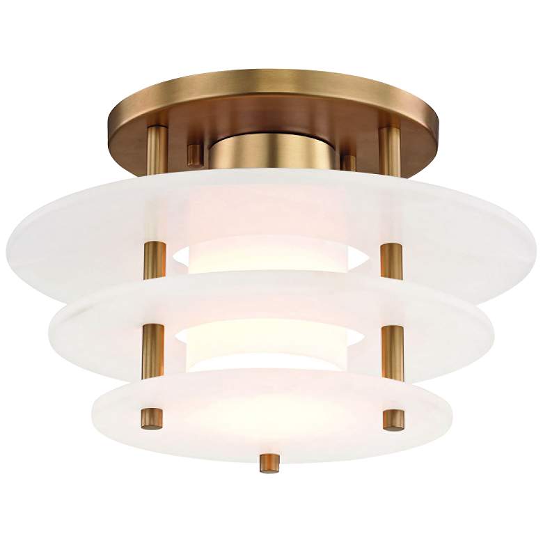 Image 1 Hudson Valley Gatsby 11 3/4" Wide Aged Brass LED Ceiling Light
