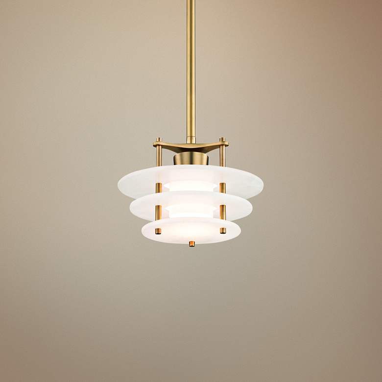 Image 1 Hudson Valley Gatsby 11 3/4"W Aged Brass LED Mini Pendant