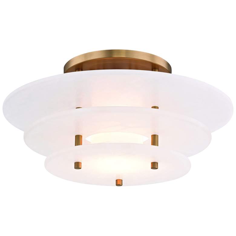 Image 1 Hudson Valley Gatsby 15 3/4"W Aged Brass LED Ceiling Light