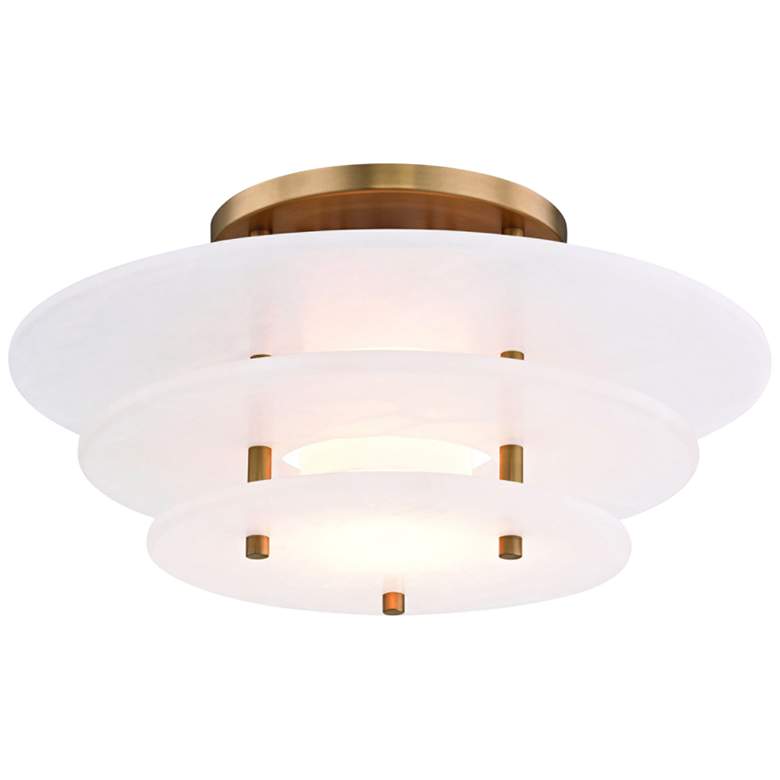 Image 1 Hudson Valley Gatsby 15 3/4 inchW Aged Brass LED Ceiling Light