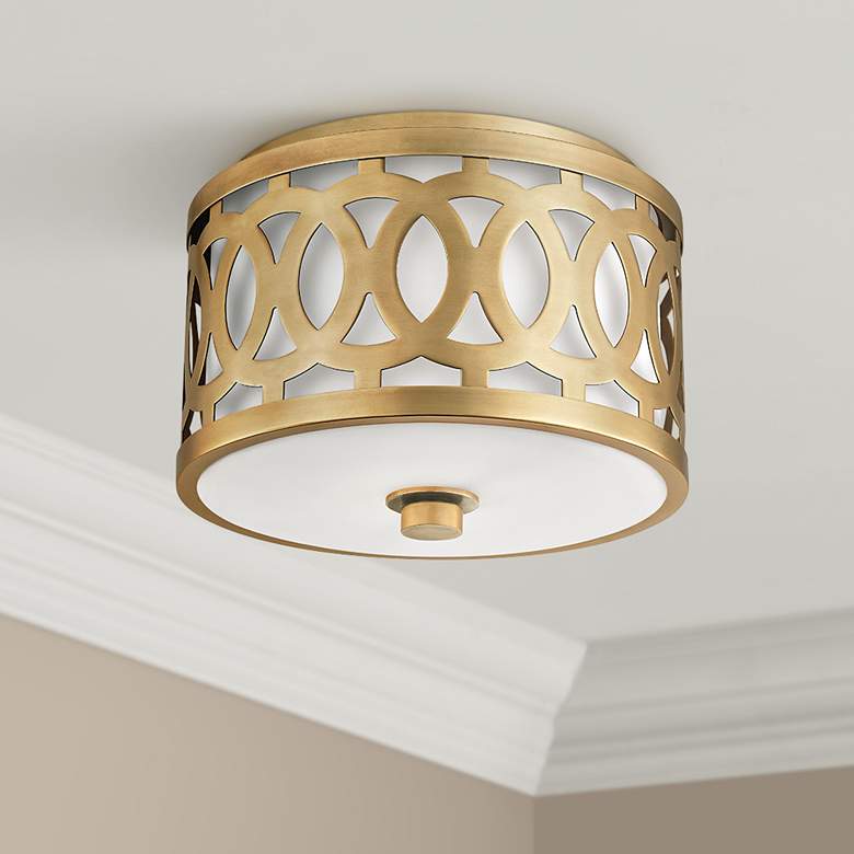 Image 1 Hudson Valley Genesee 10" Wide Aged Brass Ceiling Light