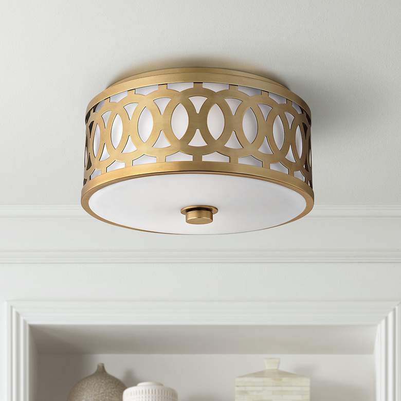 Image 1 Hudson Valley Genesee 13 1/2" Wide Aged Brass Ceiling Light