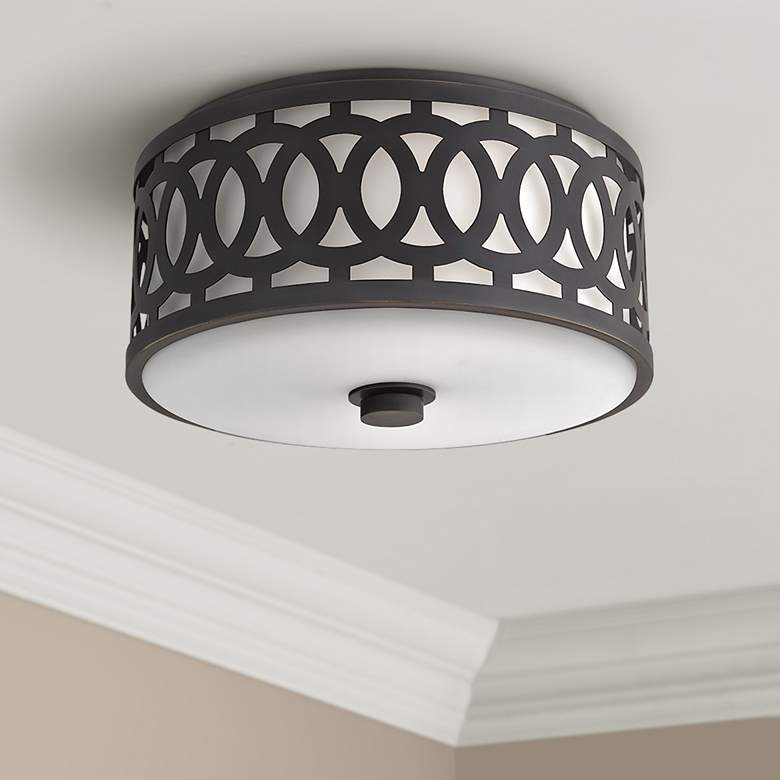Image 1 Hudson Valley Genesee 13 1/2" Wide Old Bronze Ceiling Light