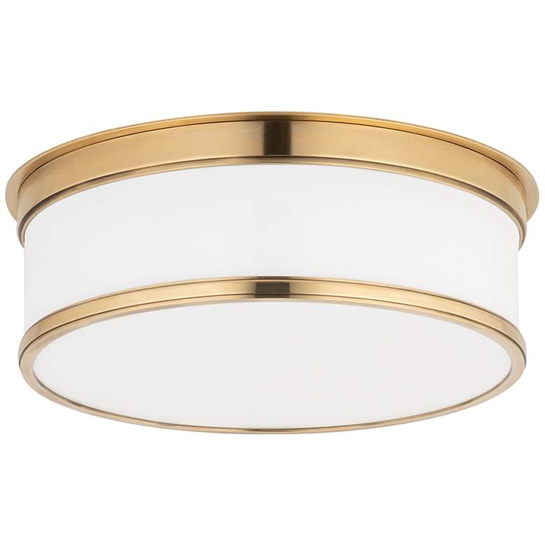 Image 1 Hudson Valley Geneva 12.3" Wide Brass and White Glass Ceiling Light