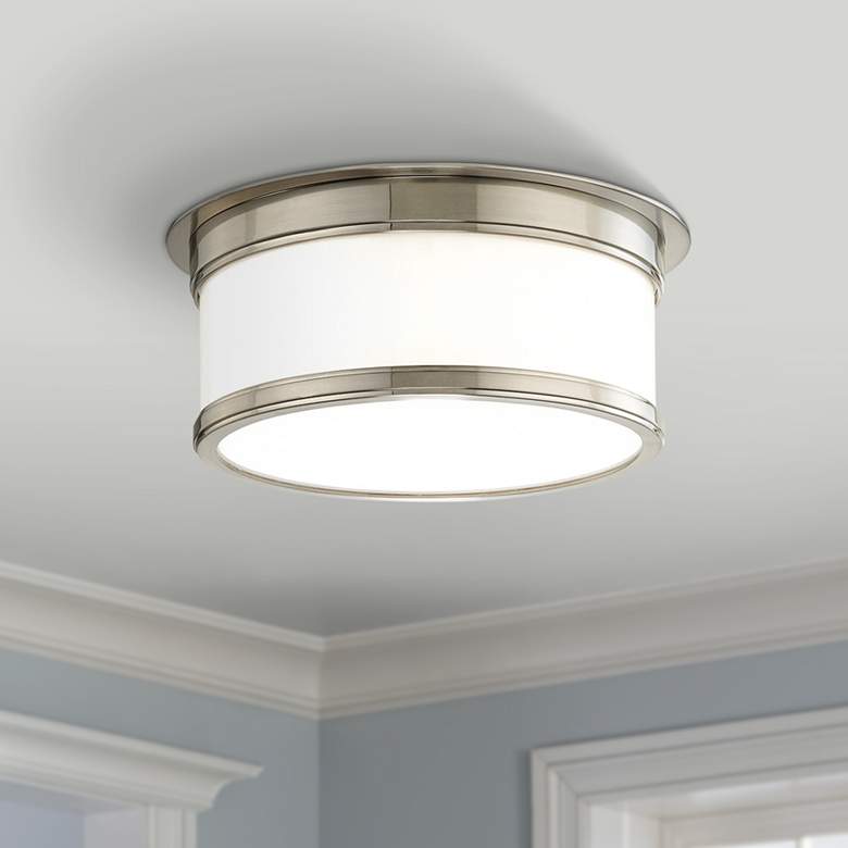 Image 1 Hudson Valley Geneva 12 1/4 inchW Satin Nickel Ceiling Light