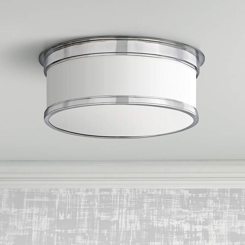 Image 1 Hudson Valley Geneva Chrome 12 1/4"W Opal Ceiling Light