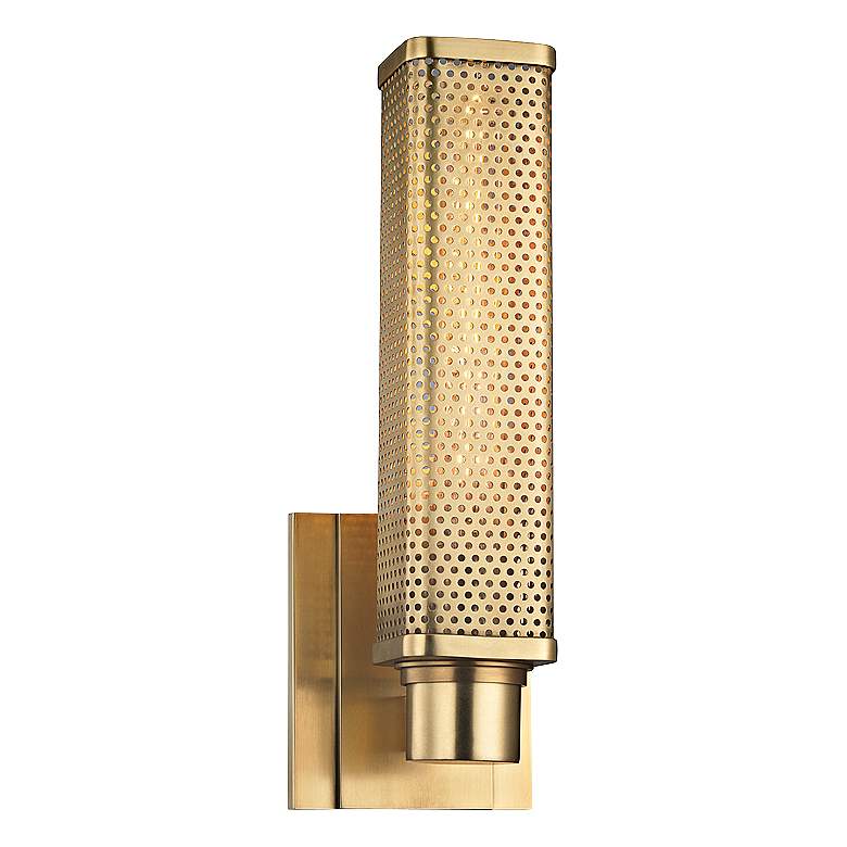 Image 1 Hudson Valley Gibbs 12 1/2 inch High Aged Brass Wall Sconce