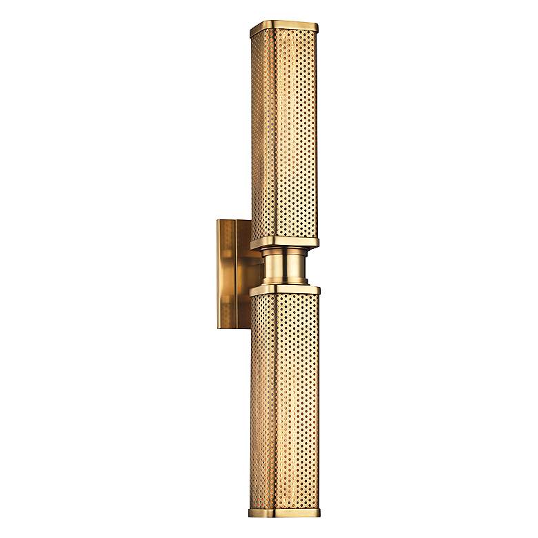 Image 1 Hudson Valley Gibbs 22 1/4 inch High Aged Brass Wall Sconce