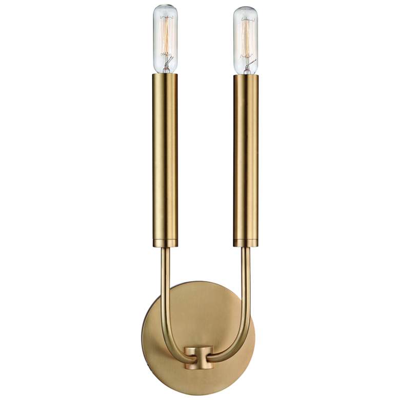 Image 1 Hudson Valley Gideon 15 3/4"H Aged Brass 2-Light Wall Sconce
