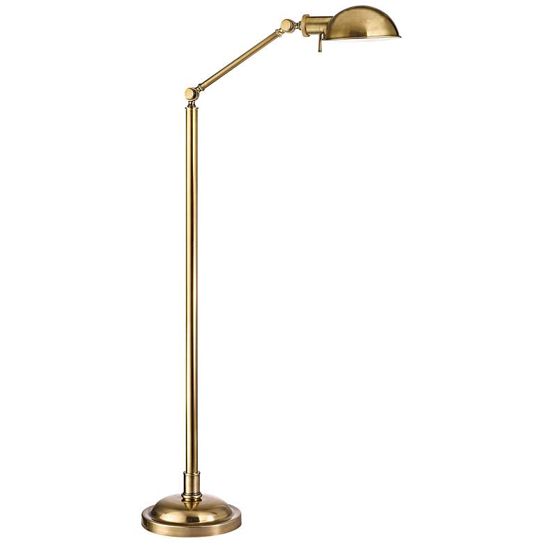 Image 1 Hudson Valley Girard Adjustable Height Vintage Brass Finish Floor Lamp